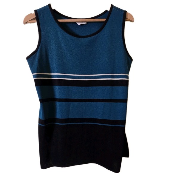 Exclusively‎ Misook Teal Blue Sleeveless Shell Sweater Petite Large - Picture 1 of 5